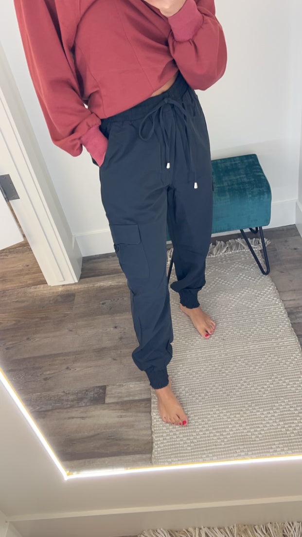 jogging stroller reddit Grey Cargo High Waisted Joggers – Rose Grace Boutique