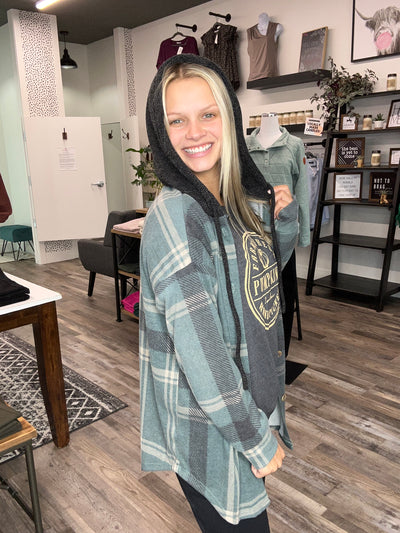 Lightweight Plaid Button Down with Hood