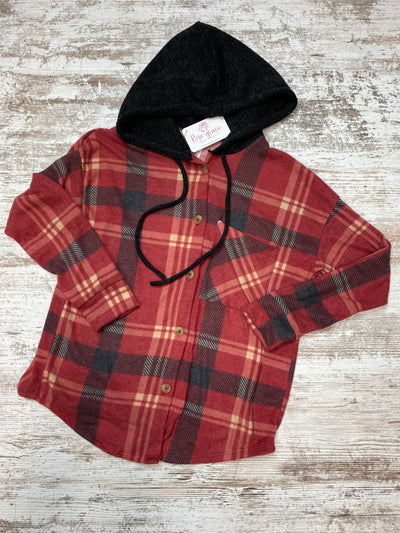 Lightweight Plaid Button Down with Hood