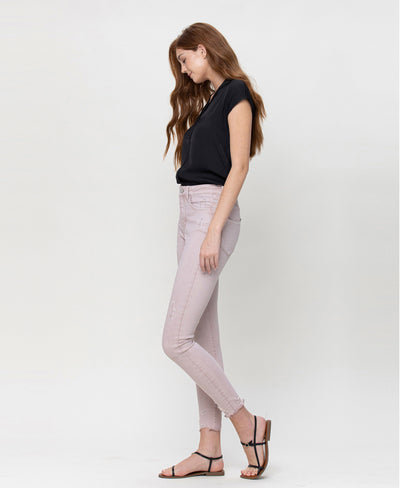 Haylie Light Rose Crop Vervet Skinny Jeans - Rose Grace Boutique 