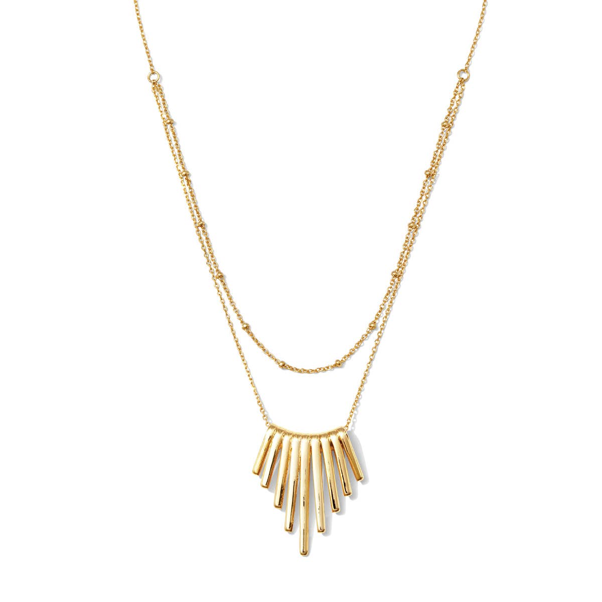 Gold Large Contemporary Pendant Necklace with Chain Layer - Rose Grace Boutique 