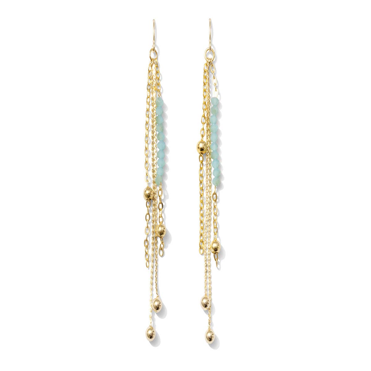 Gold & Aqua Long Earring with a Pop of Color - Rose Grace Boutique 