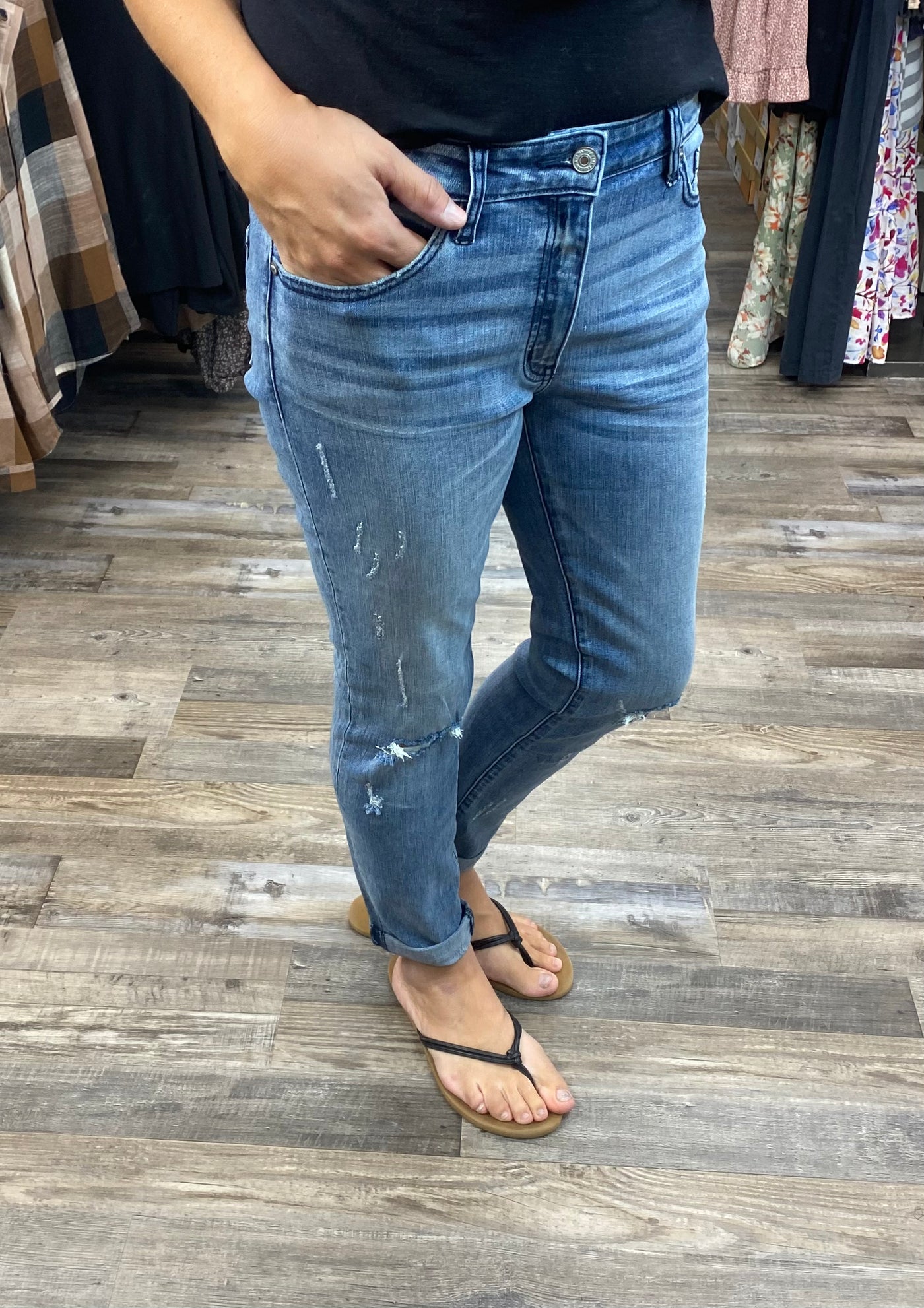Jenny Medium Wash Distressed Skinny KanCan Jeans - Rose Grace Boutique 