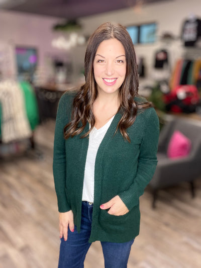 Forest Green Emery Sweater Cardigan - Rose Grace Boutique 