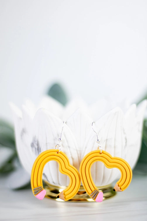 Heart Pencil Dangle Earrings