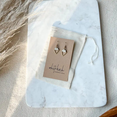 Leather & Brass Triangle Earrings