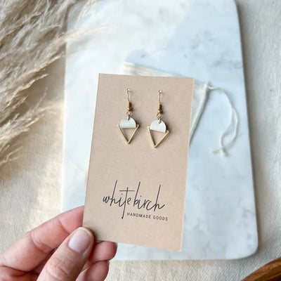 Leather & Brass Triangle Earrings