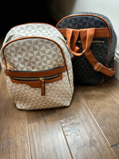 Triangle Checkered Saffiano Leather Backpack