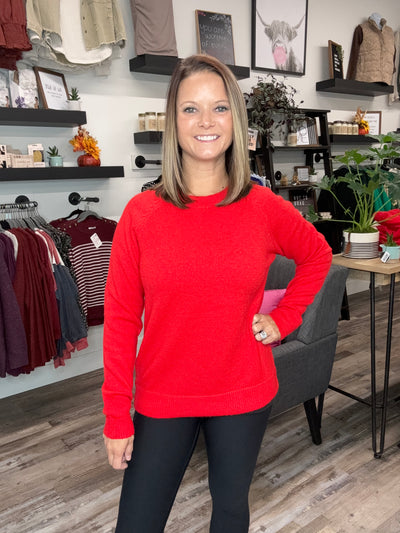 Red Basic Pullover Sweater