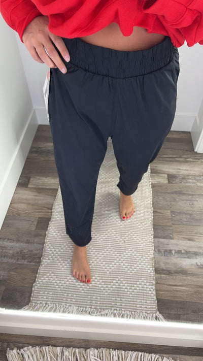 Athleisure Joggers with Curved Notch Hem