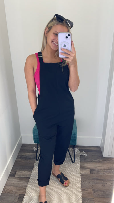 Cropped Jumpsuit with Adjustable Buckle Straps