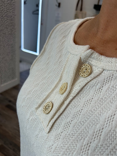 Cable Knit Button Front Top