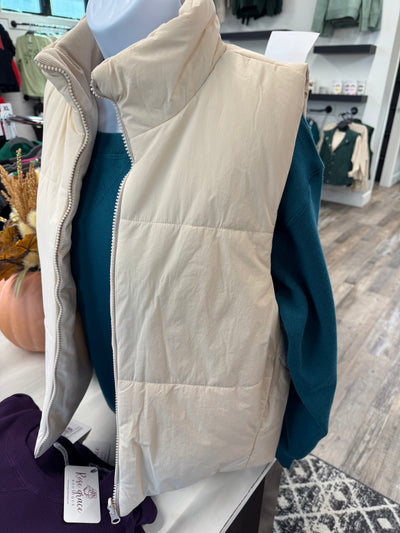 Oatmeal Reversible Corduroy Puffer Vest