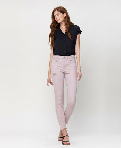 Haylie Light Rose Crop Vervet Skinny Jeans