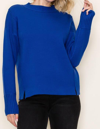 Mock Neck Solid Pullover Sweater
