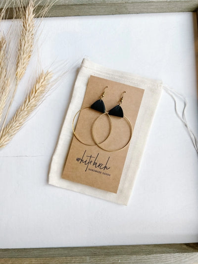 Distressed Leather Circle Earrings
