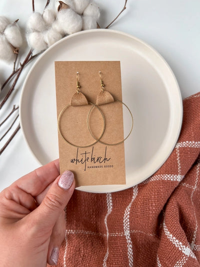 Distressed Leather Circle Earrings