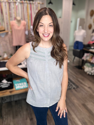 Moon Mist Tiered Front Lace Blouse - Rose Grace Boutique 
