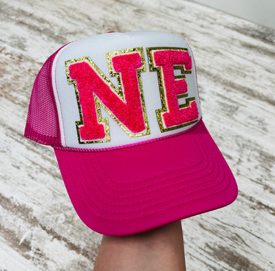 Hot Pink NE Trucker Hat - Rose Grace Boutique 