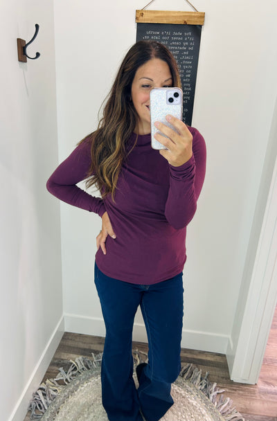 Boat Neck Long Sleeve Top - Rose Grace Boutique 