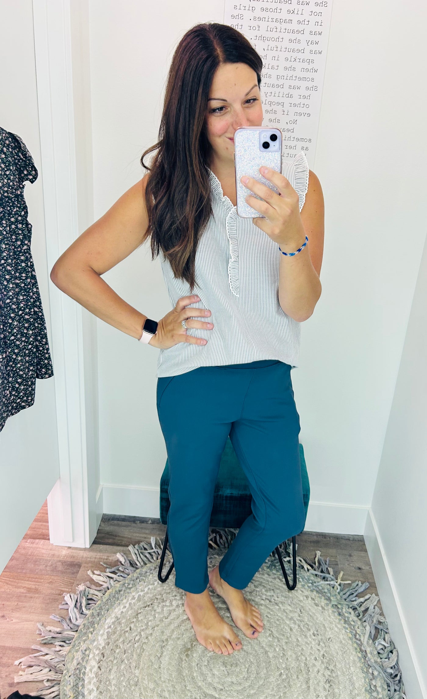 Striped Ruffle Tank - Rose Grace Boutique 