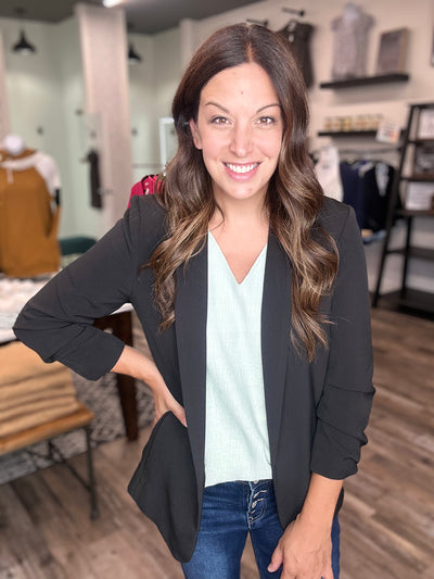 Black Sierra Blazer with Pockets - Rose Grace Boutique 