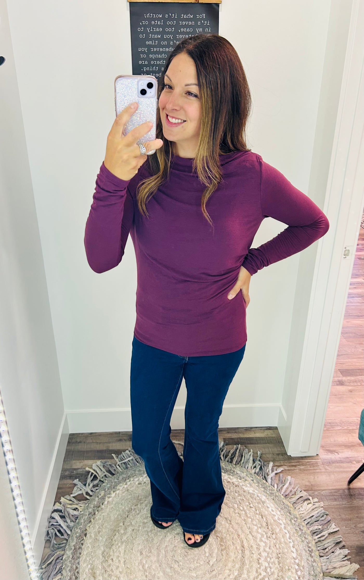 Boat Neck Long Sleeve Top