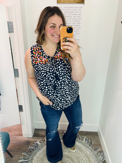 Blaire Dark Wash Mid Rise Distressed Flare KanCan Jeans - Rose Grace Boutique 