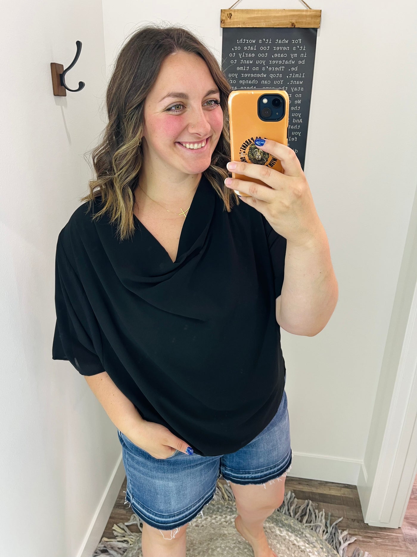 Black Loose Fit Woven Blouse - Rose Grace Boutique 