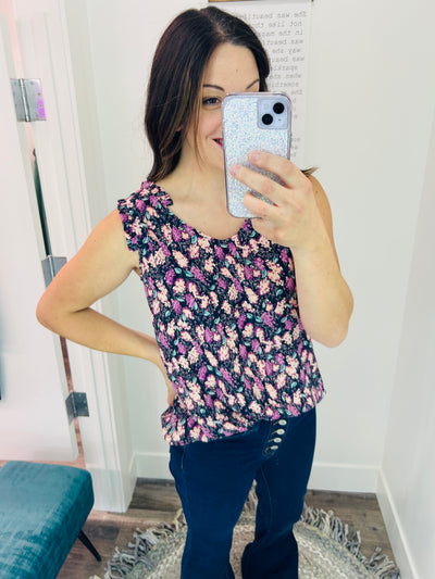 Emmy Floral Sleeveless Ruffle Top - Rose Grace Boutique 