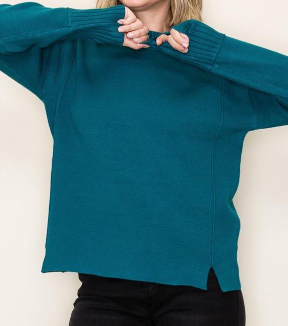 Mock Neck Solid Pullover Sweater