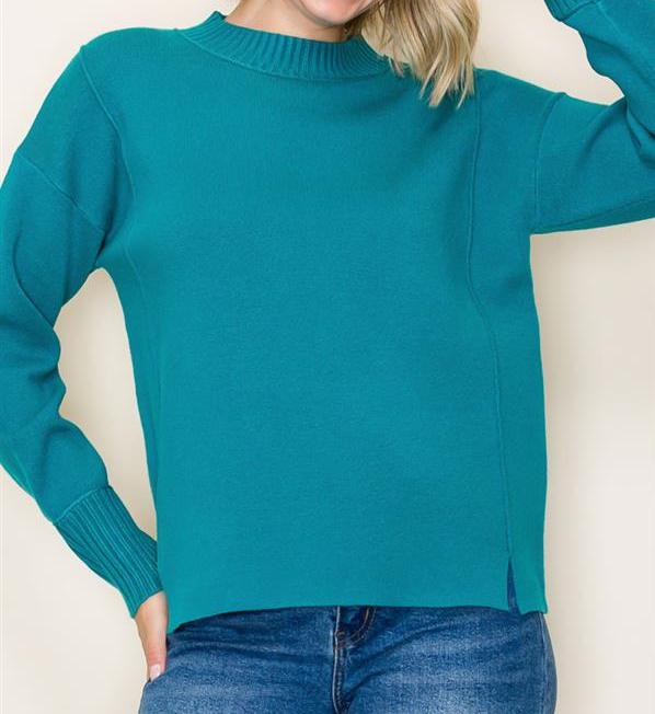 Mock Neck Solid Pullover Sweater