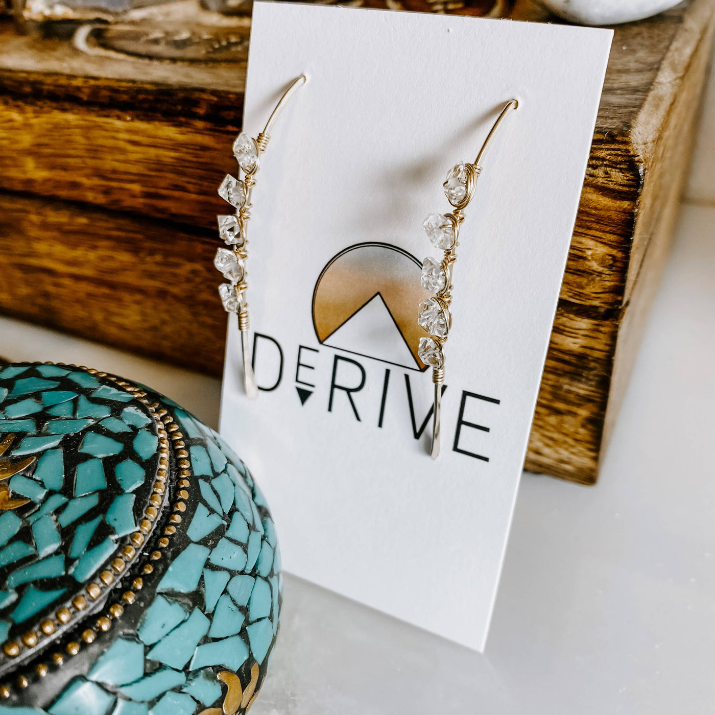 Atlantic Herkimer Diamond Threader Earrings - Rose Grace Boutique 