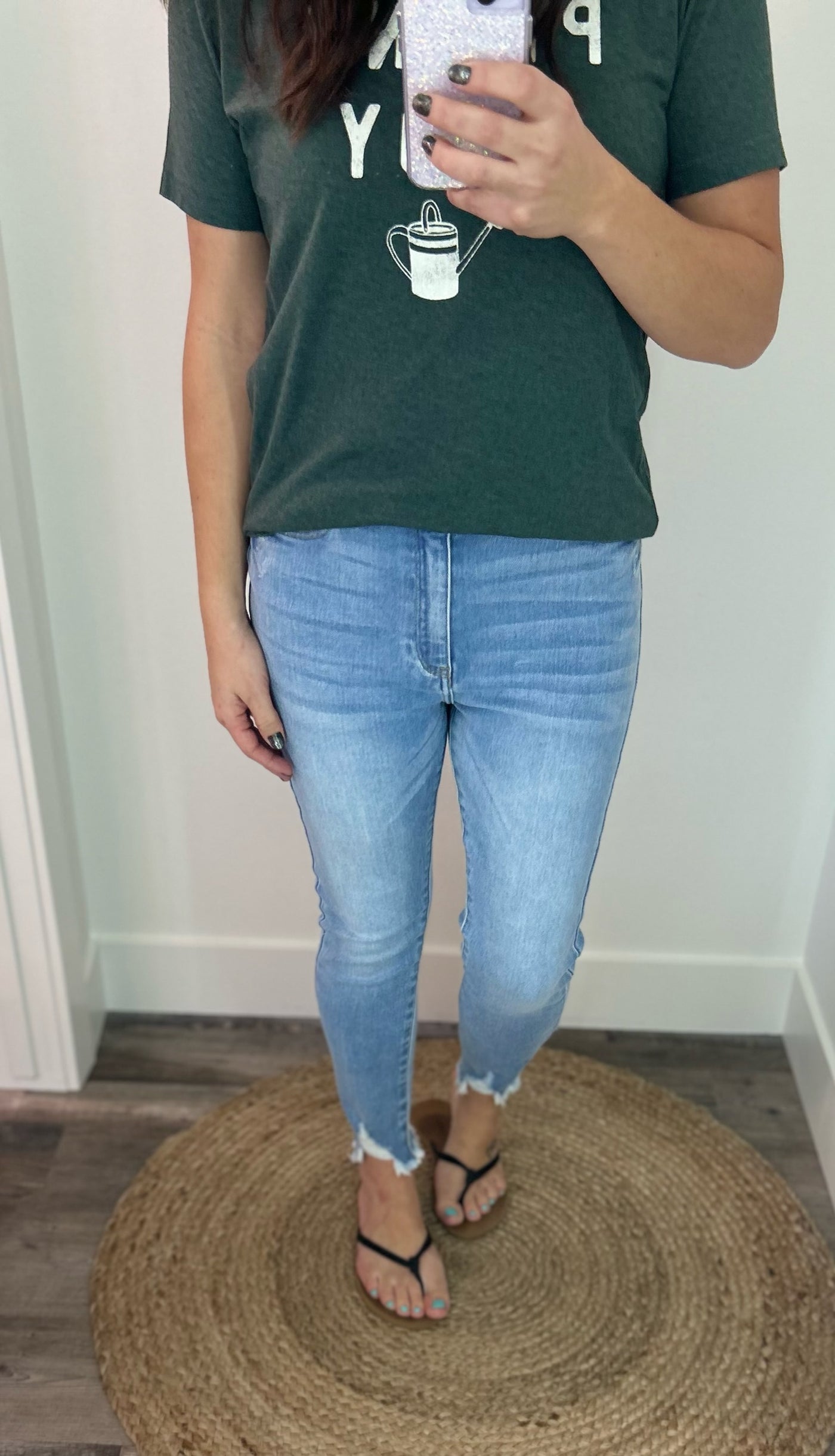 Ellie Light Wash Frayed Hem Skinny KanCan Jeans - Rose Grace Boutique 