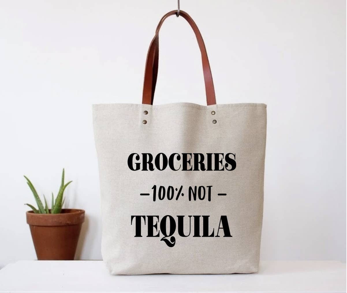 Groceries, Not Tequila Tote Bag - Rose Grace Boutique 