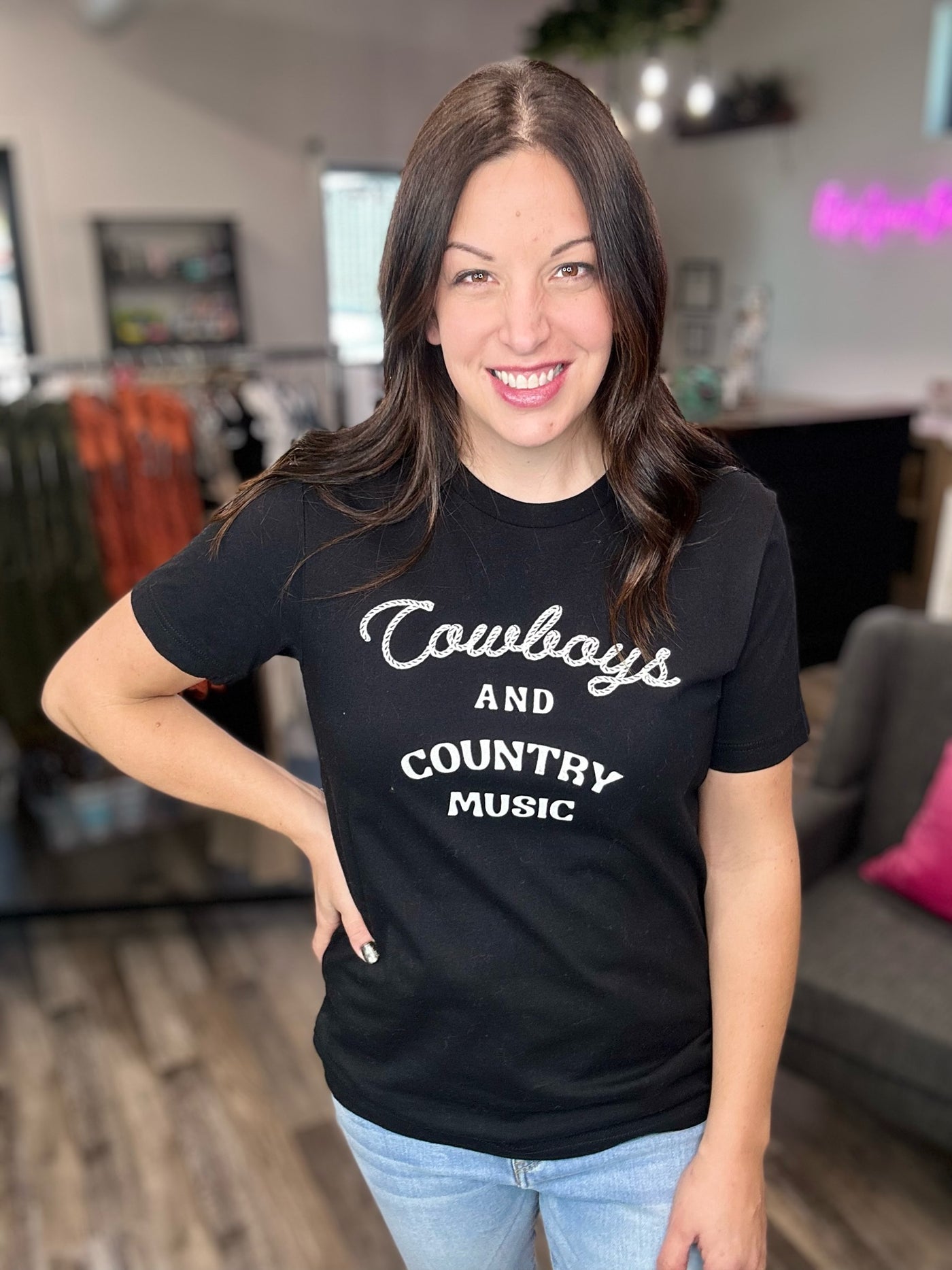 Cowboys and Country Music Graphic Tee - Rose Grace Boutique 