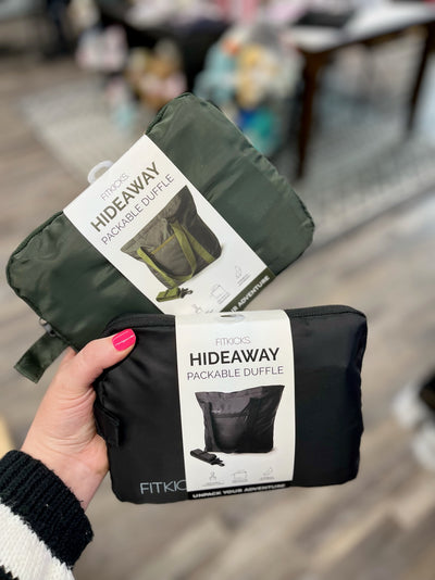 Black FITKICKS Hideaway Packable Duffle - Rose Grace Boutique 