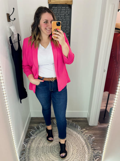 Hot Pink Sierra Blazer with Pockets - Rose Grace Boutique 