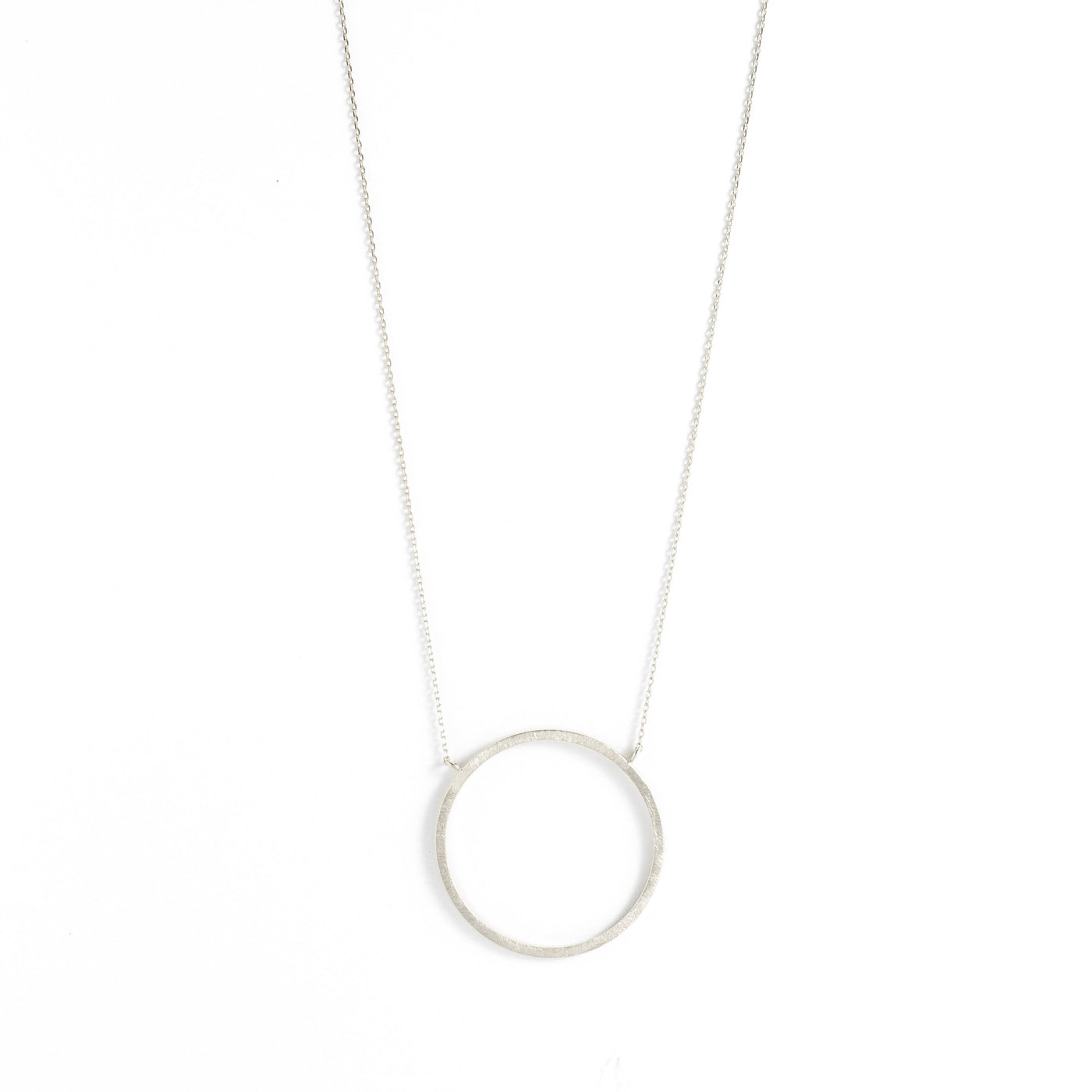 Silver Large Brushed Circle Necklace - Rose Grace Boutique 