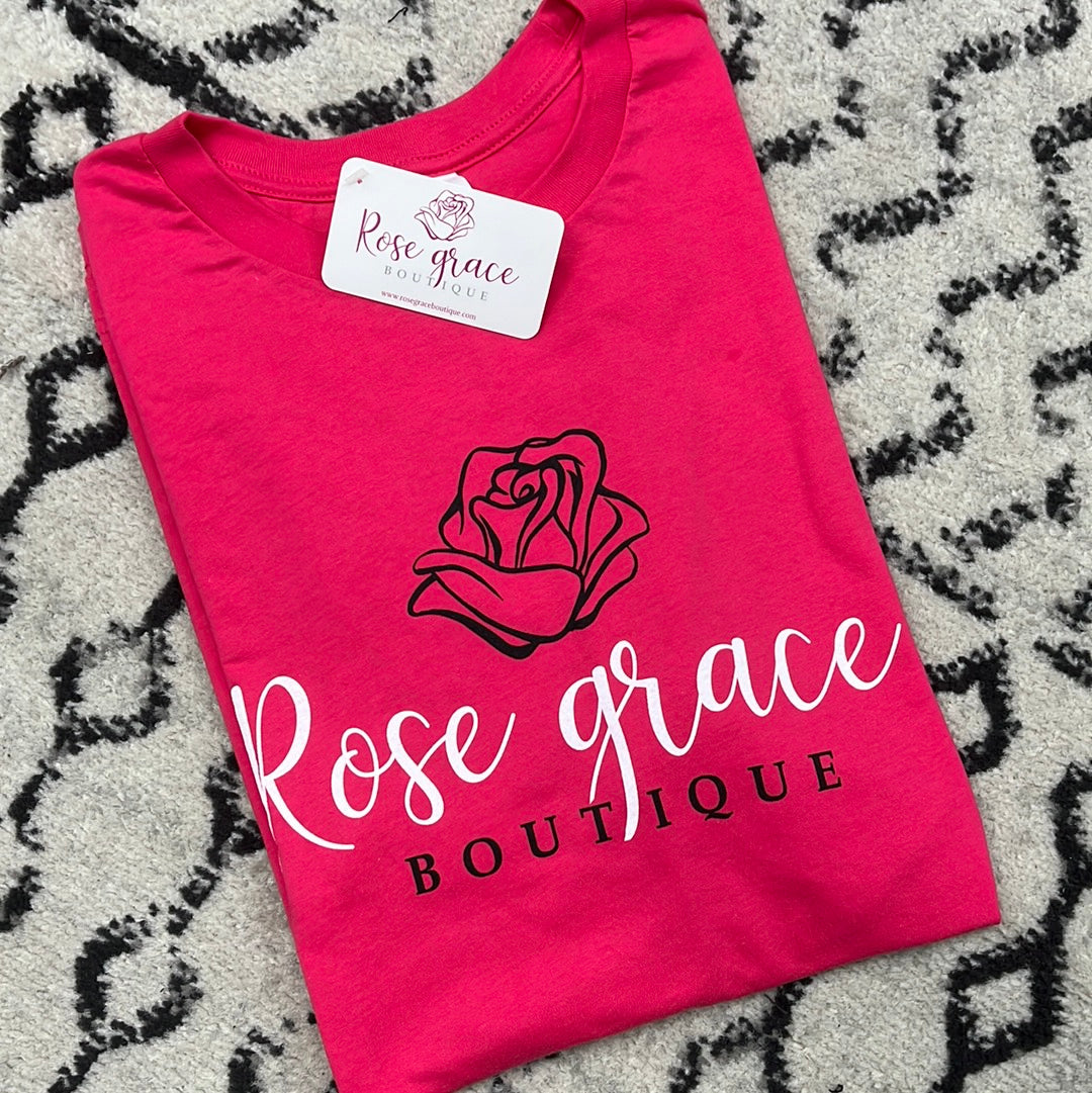 Pink Rose Grace Logo Tee - Rose Grace Boutique 