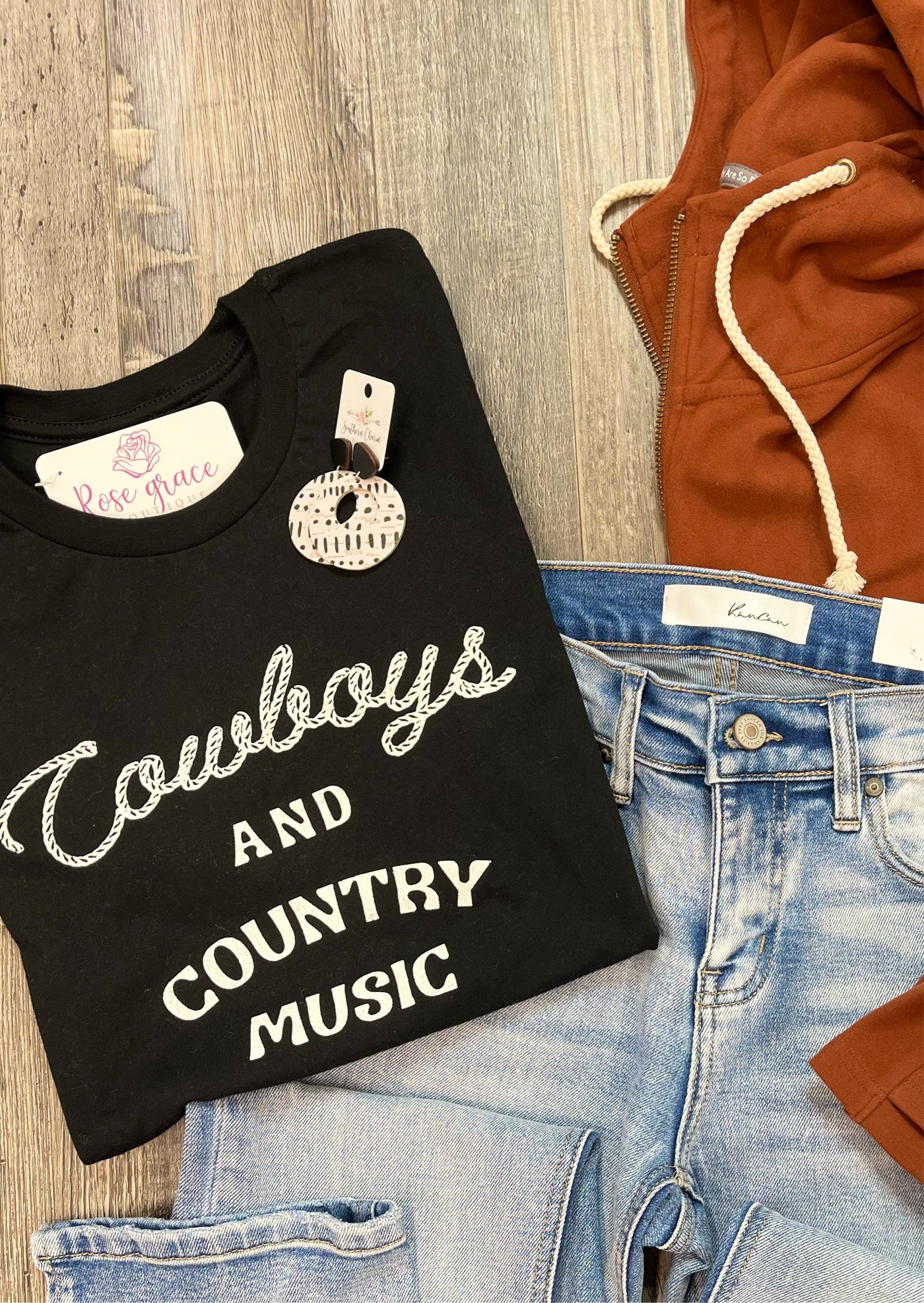 Cowboys and Country Music Graphic Tee - Rose Grace Boutique 