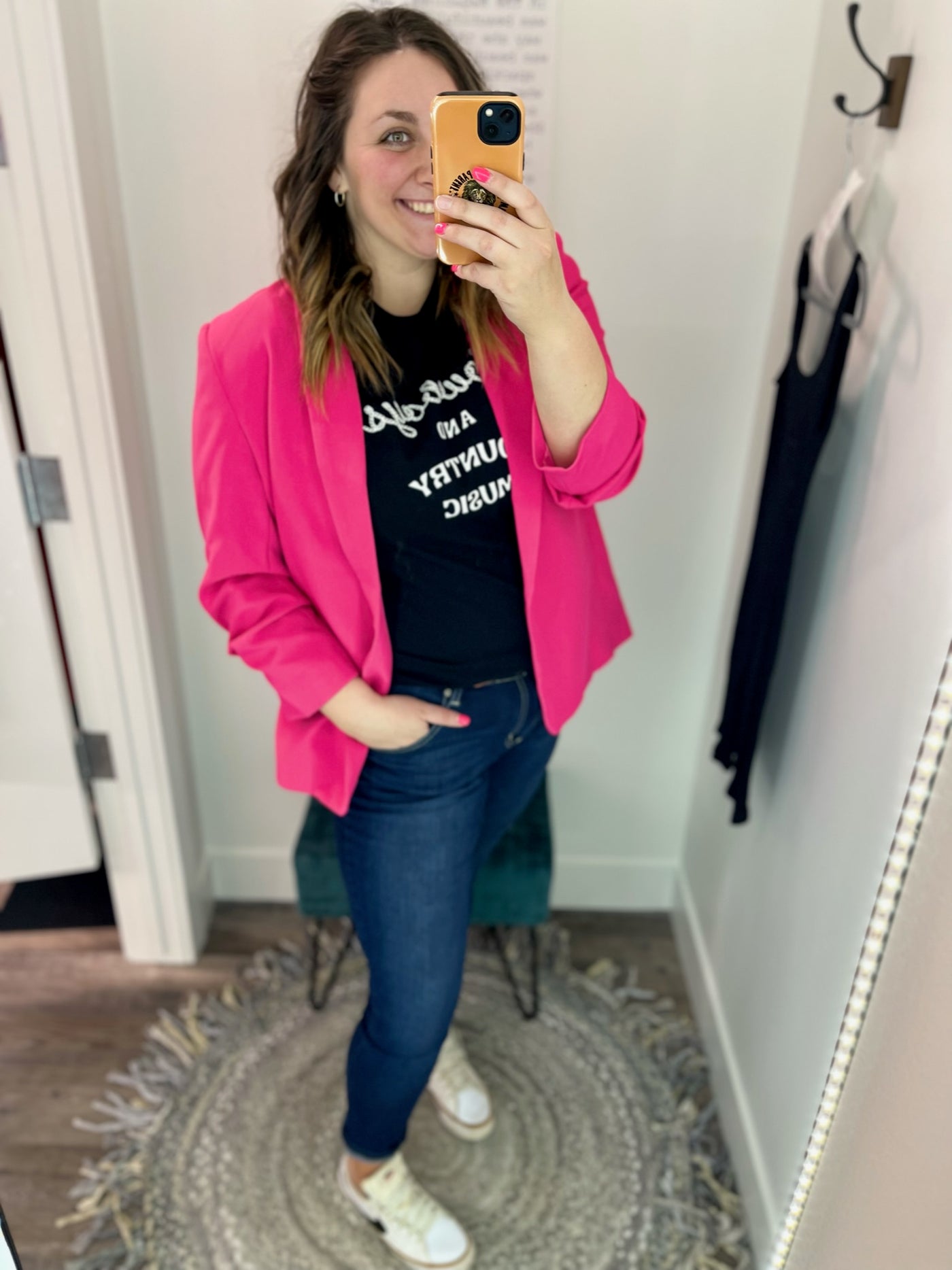 Hot Pink Sierra Blazer with Pockets - Rose Grace Boutique 
