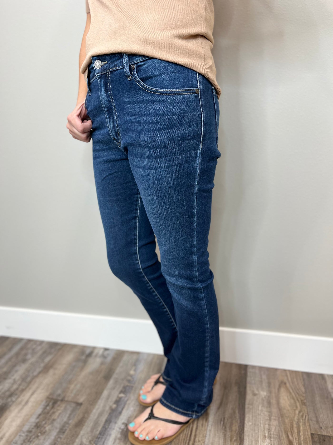 Brenna Dark Wash Non Distressed Bootcut KanCan Jeans - Rose Grace Boutique 