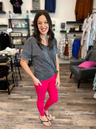 Rose High Waist Leggings with Pocket - Rose Grace Boutique 