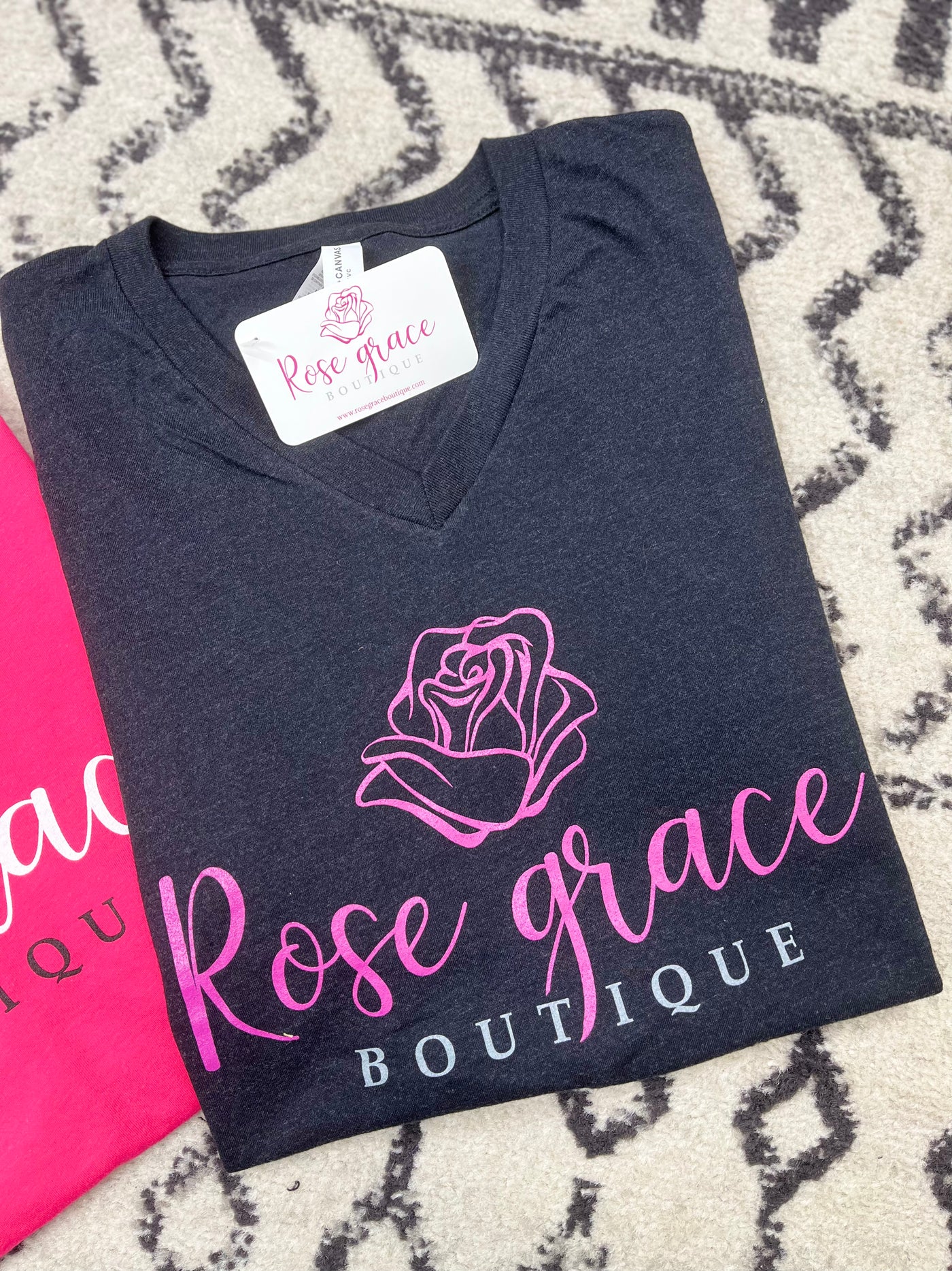 Charcoal Rose Grace Logo Tee - Rose Grace Boutique 