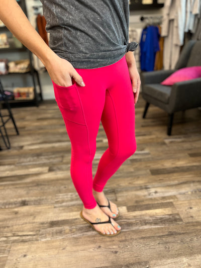 Rose High Waist Leggings with Pocket - Rose Grace Boutique 