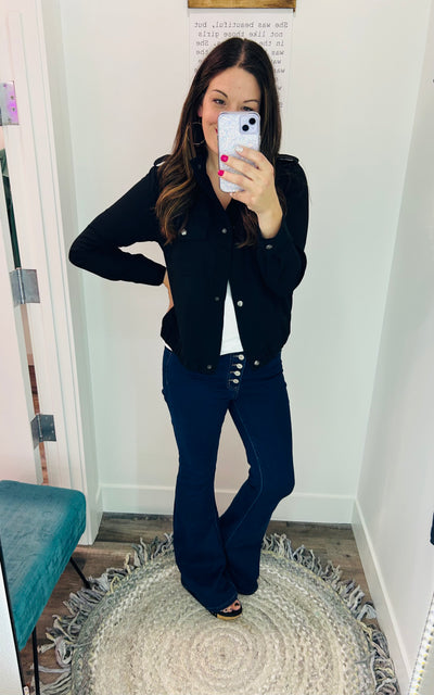 Bella Dark Wash Non-Distressed Flare Vervet Jeans - Rose Grace Boutique 