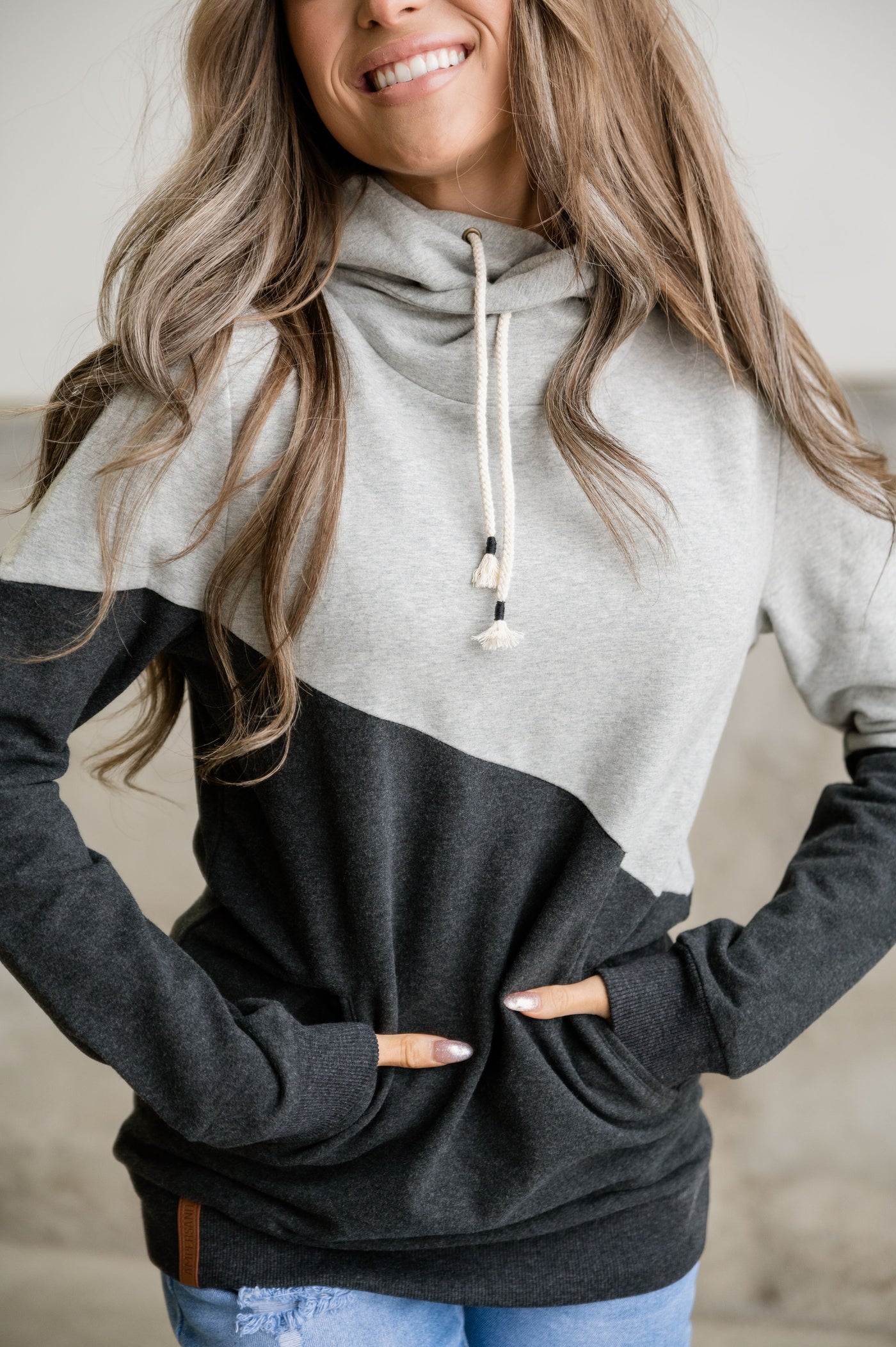 Grey & Black Ampersand Sweatshirt - Rose Grace Boutique 